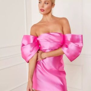 Satin Off The Shoulder Mini Dress